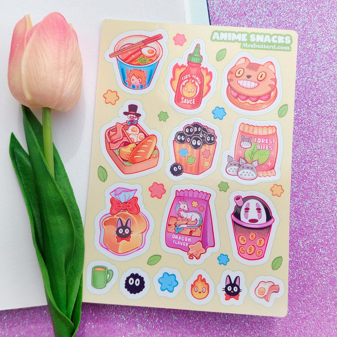 Anime snacks \\ Vinyl Sticker Sheet
