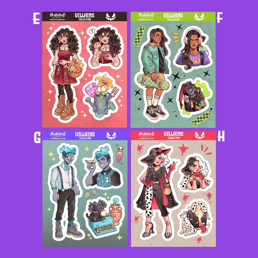 Villains \\ Vynil Sticker Sheet