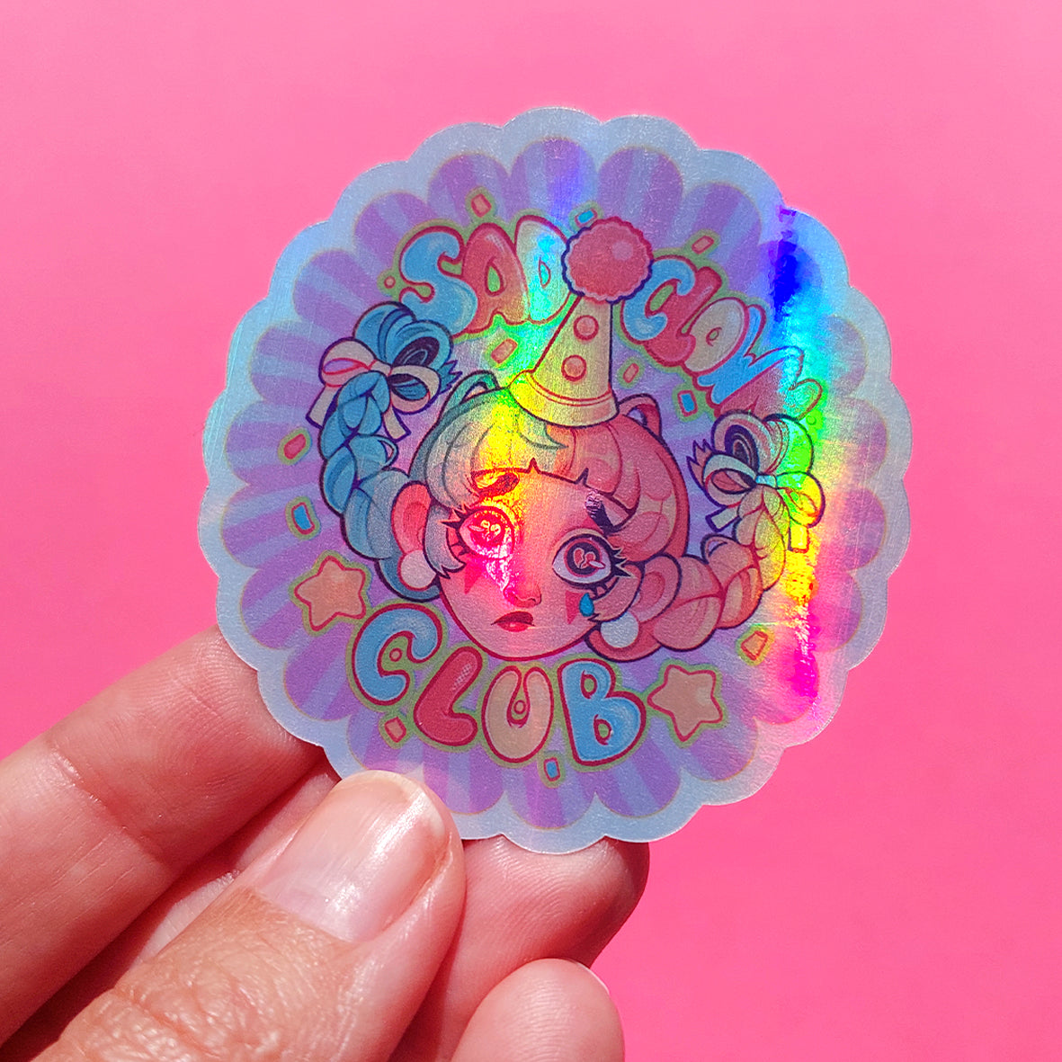 Sad Clown Club \\ Vinyl Holographic Sticker