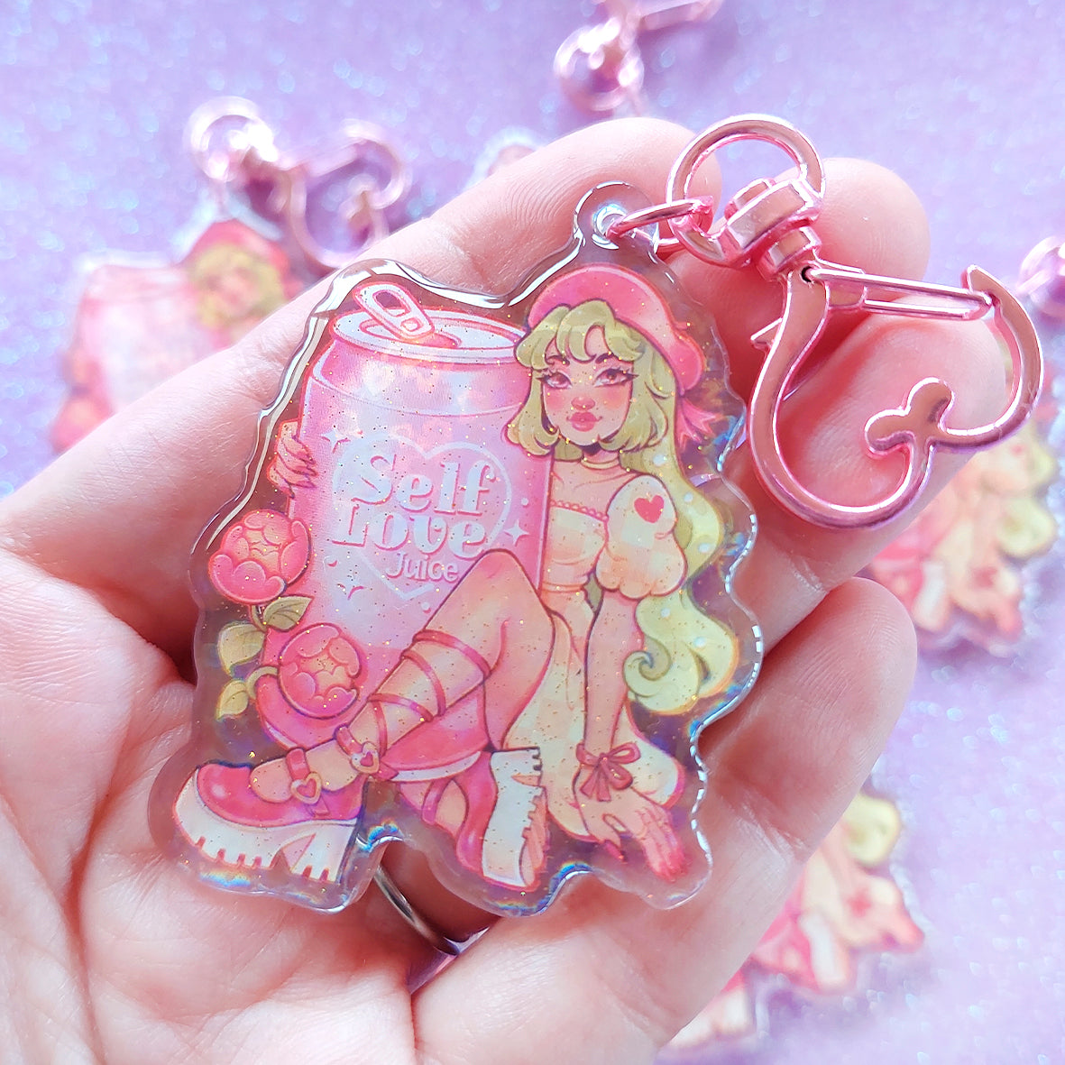 Self Love \\ Holographic Keychain