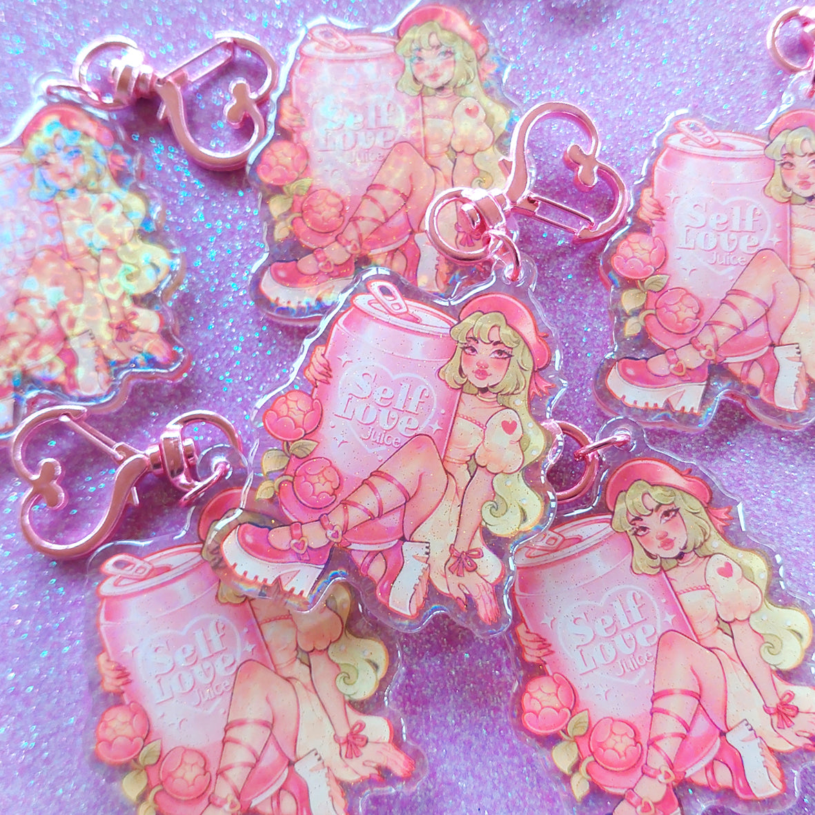 Self Love \\ Holographic Keychain