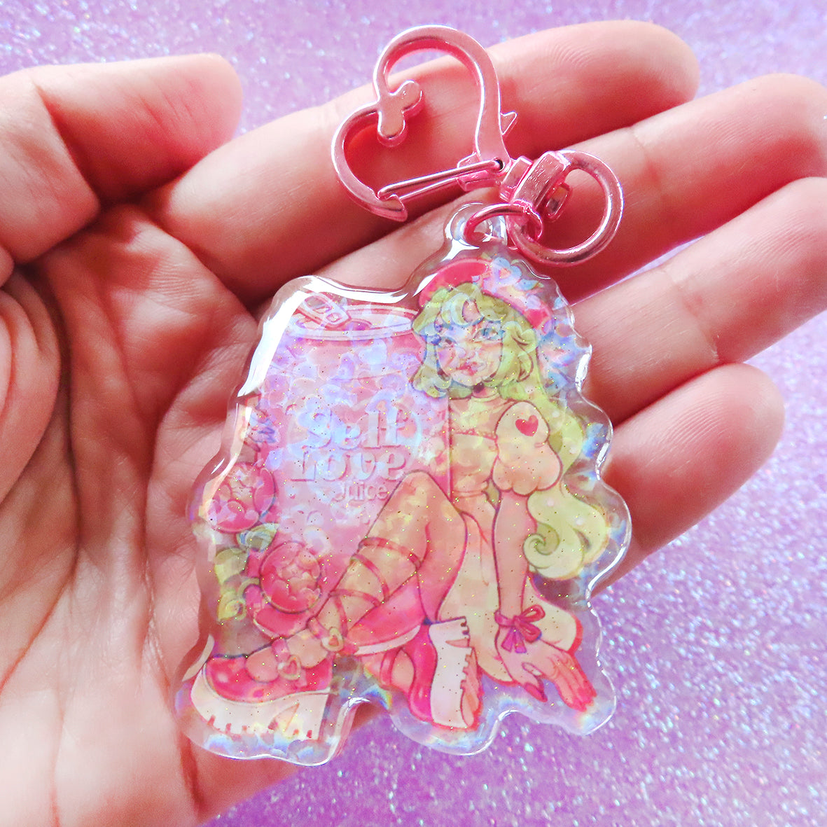 Self Love \\ Holographic Keychain