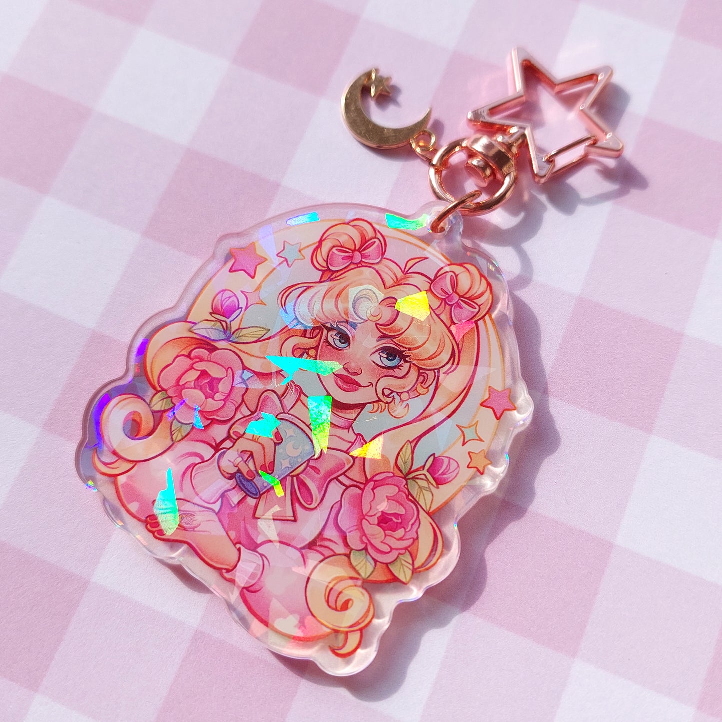 Moon girl \\ Holographic Keychain