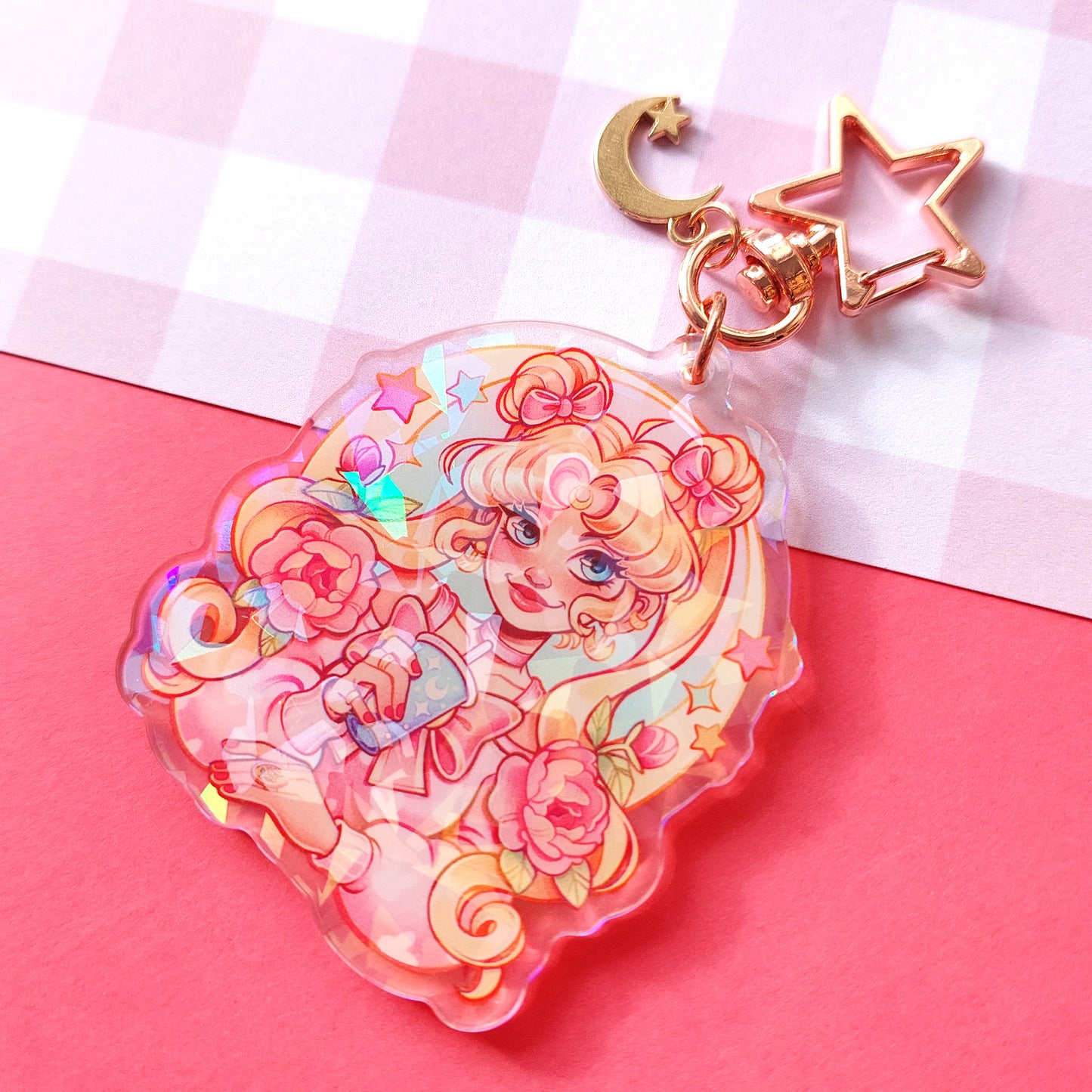 Moon girl \\ Holographic Keychain