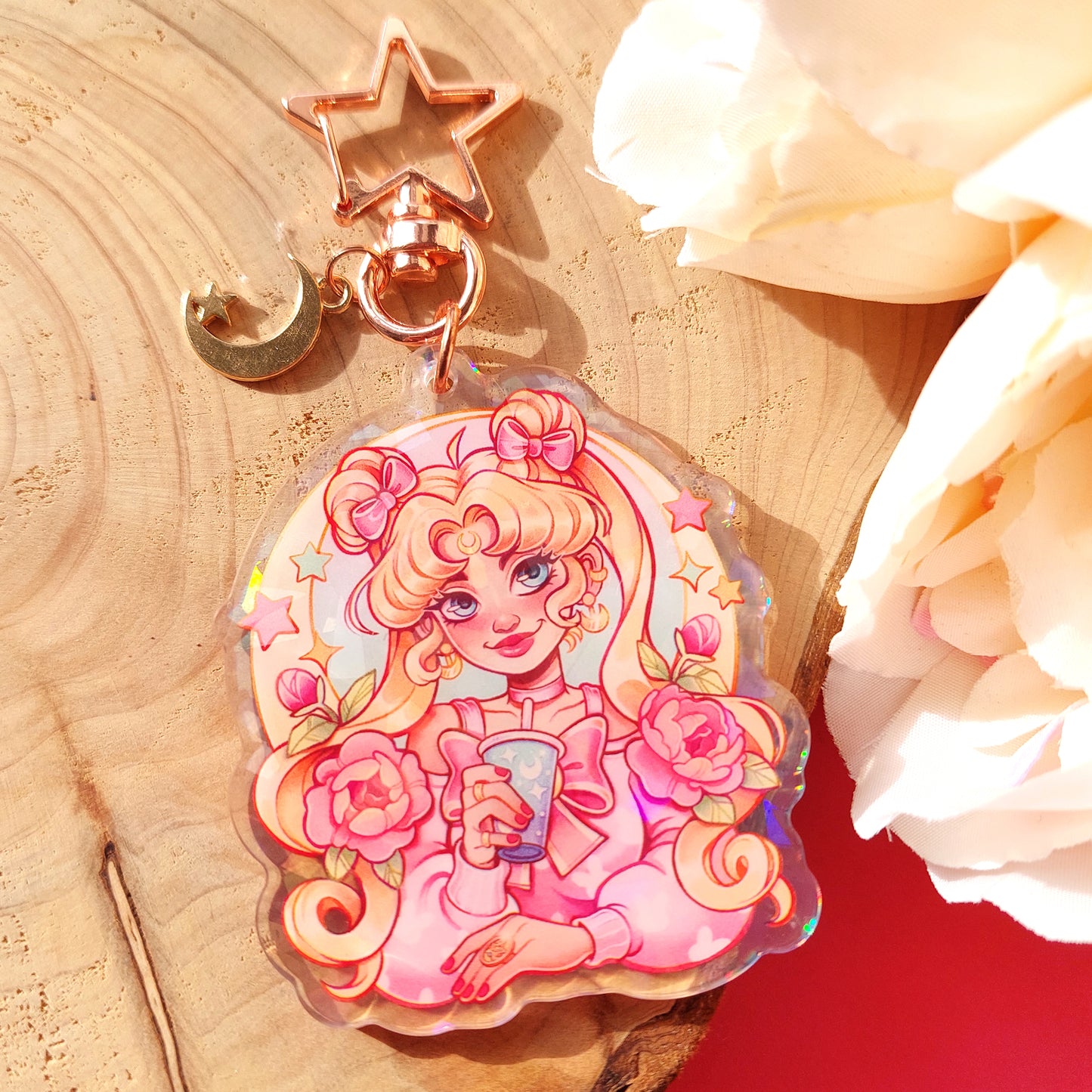 Moon girl \\ Holographic Keychain