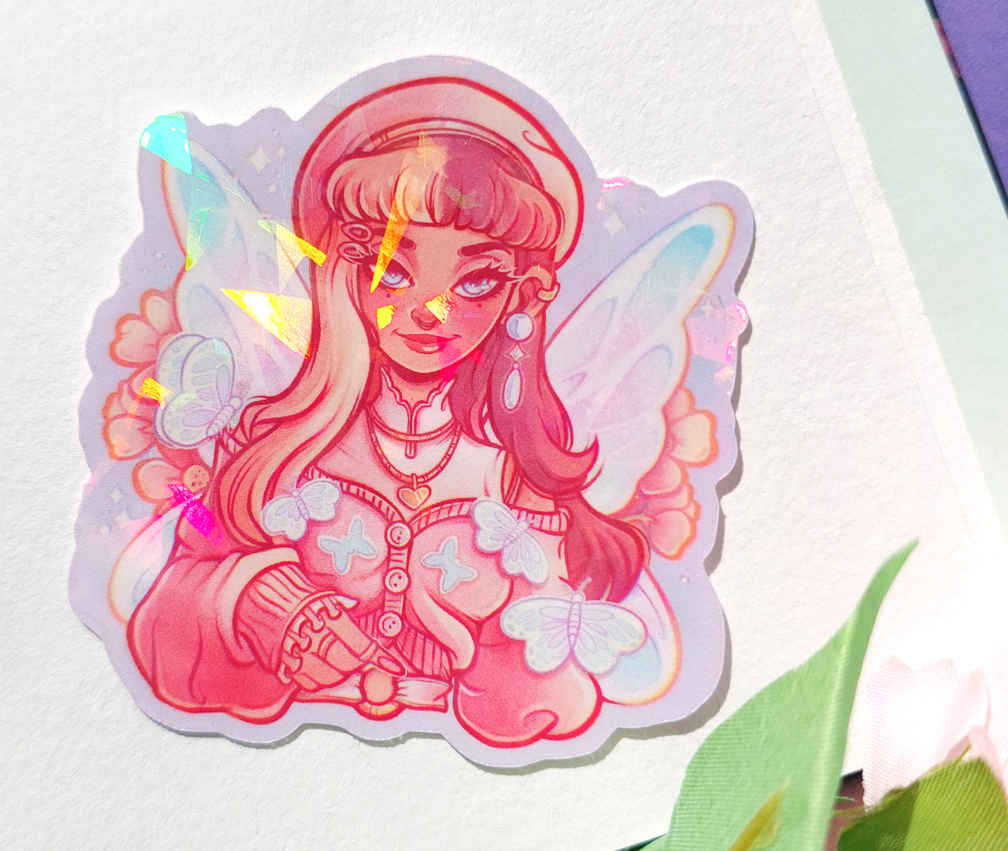 Butterfly Fairy \\ Vinyl Holographic Sticker