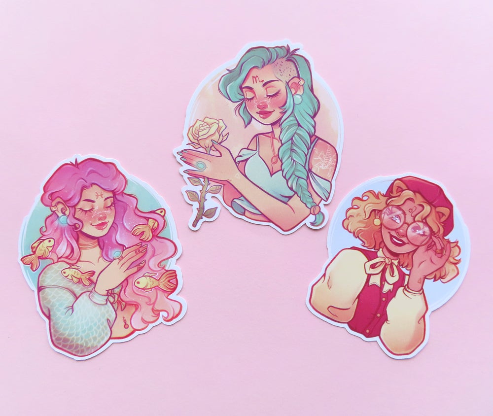 Zodiac Signs \\ Matte Vinyl Stickers