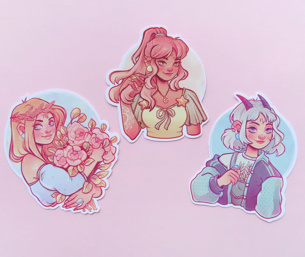Zodiac Signs \\ Matte Vinyl Stickers