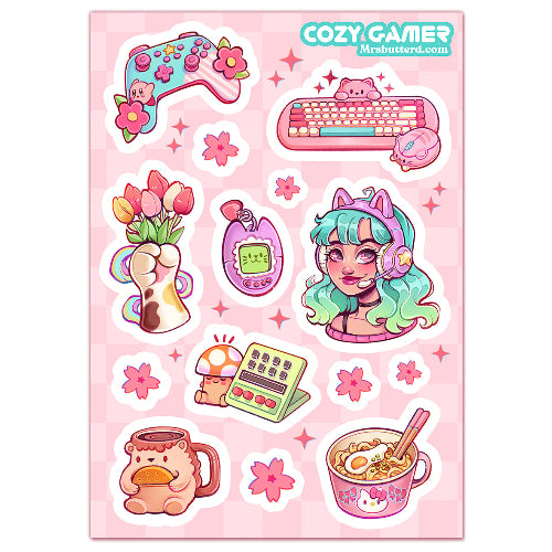 Cozy Gamer \\ Vinyl Sticker Sheet