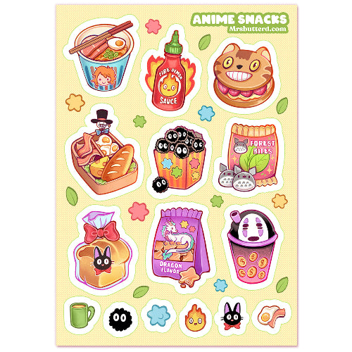 Anime snacks \\ Vinyl Sticker Sheet