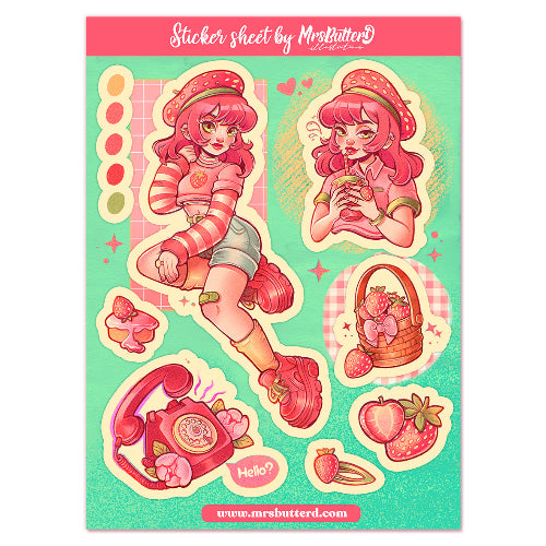 Strawberry \\ Vinyl Sticker Sheet