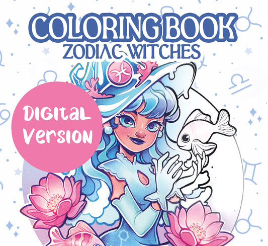 Coloring Book Zodiac Witches! \\  DIGITAL VERSION