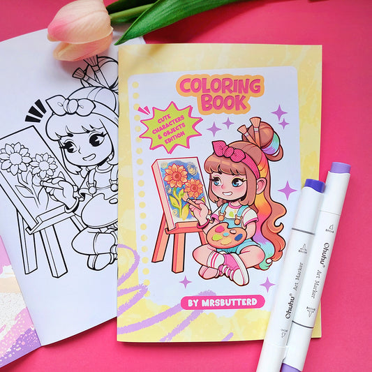 Coloring Book \\ Cute characters & Objects Edition