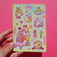 Sakura Matcha Mermaid \\ Vinyl Holographic Sticker sheet