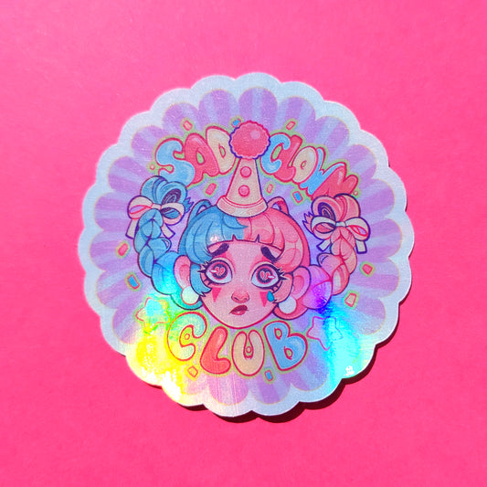 Sad Clown Club \\ Vinyl Holographic Sticker