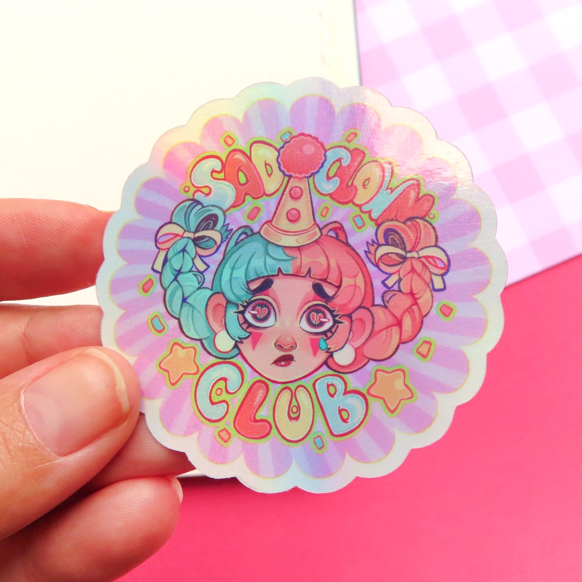 Sad Clown Club \\ Vinyl Holographic Sticker