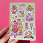 Sakura Matcha Mermaid \\ Vinyl Holographic Sticker sheet