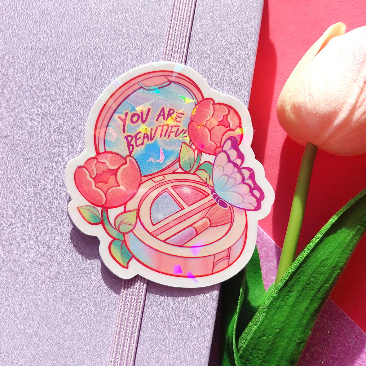 You are beautiful \\ Vinyl Holographic Sticker – mrsbutterd