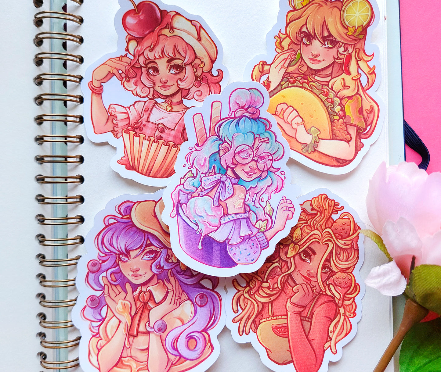 Food Girls \\ Pack One  \\ Vinyl stickers